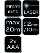 Dalmierz laserowy, zasięg 20 m