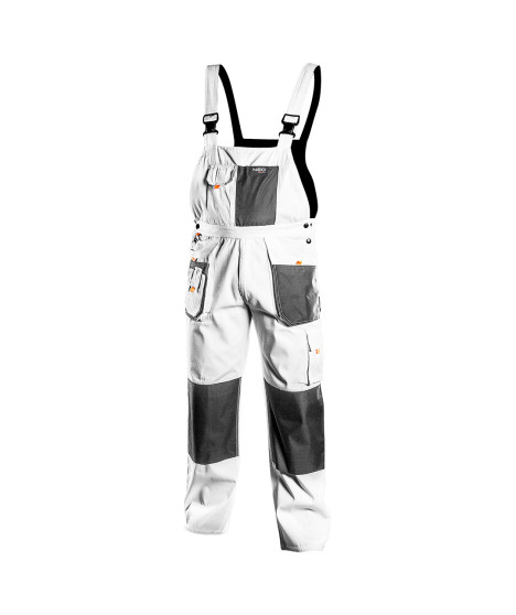 Spodnie robocze na szelkach, białe, HD, rozmiar XL/56