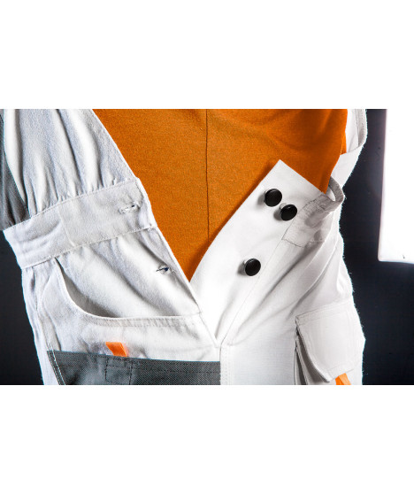 Spodnie robocze na szelkach, białe, HD, rozmiar XL/56