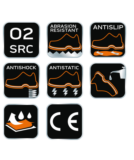 Półbuty zawodowe O2 SRC, skóra, rozmiar 45, CE