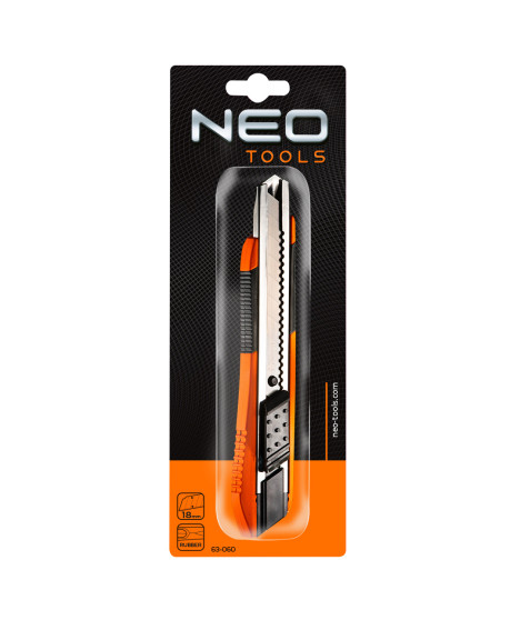 Nóż z ostrzem łamanym 18 mm, gumowane wykończenie