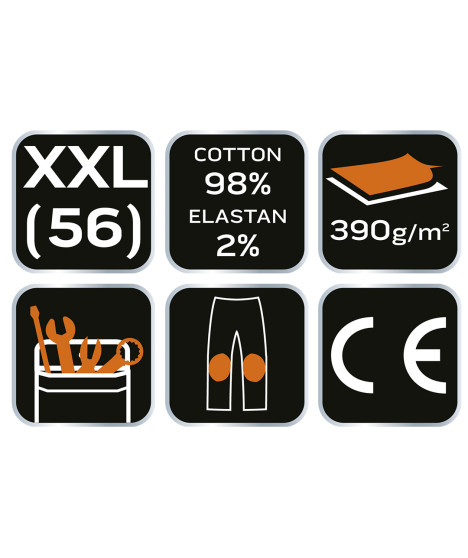 Spodnie robocze DENIM, wzmocnienia na kolanach, rozmiar XXL