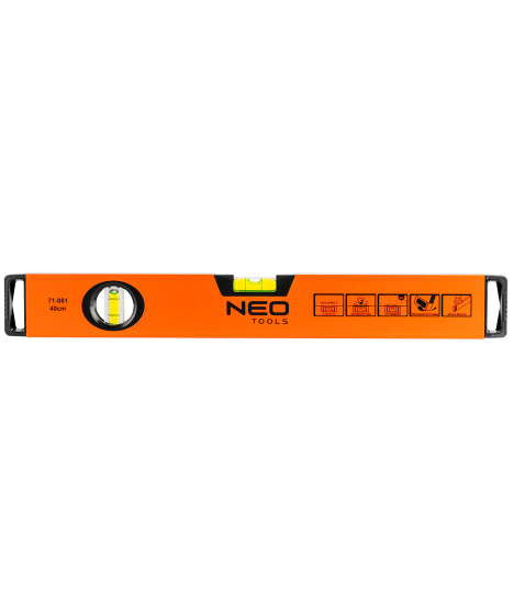 Poziomnica aluminiowa, 2 libelle, frezowana dolna powierzchnia, 40 cm