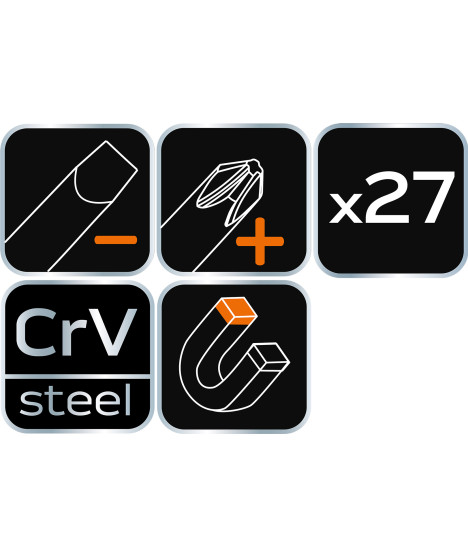 Wkrętaki i końcówki wkrętakowe, zestaw 27 szt.