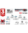 Mieszarka akumulatorowa Energy+ 18V, obroty: I: 250-400 min-1, II: 350-650 min⁻¹