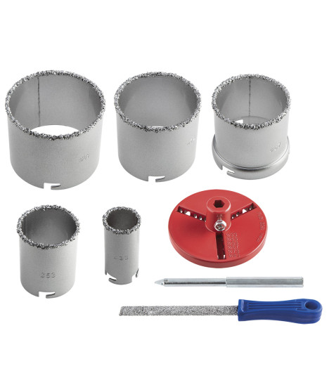 Otwornice wolframowe 32-83 mm, zestaw 5 szt. + pilnik