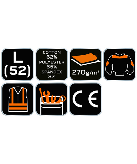 Bluza robocza PREMIUM, 62% bawełna, 35% poliester, 3% elastan, rozmiar L