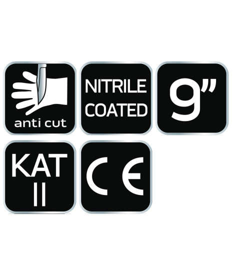 Rękawice antyprzecięciowe pokryte nitrylem, 4X43D, rozmiar 9