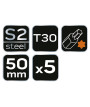 Bity udarowe S2, 50 mm, T30 - 5 szt.