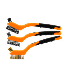 Szczotki druciane zestaw 3 szt, 3x7 rzędów  (Szczotki wykonane z drutu stalowego , nylonowego i mosiężnego. Szczotka profilo