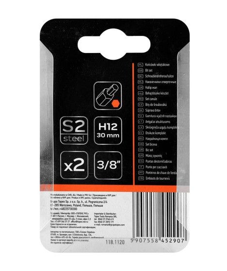 Końcówka HEX 12 x 30 mm, S2 x 2 szt.