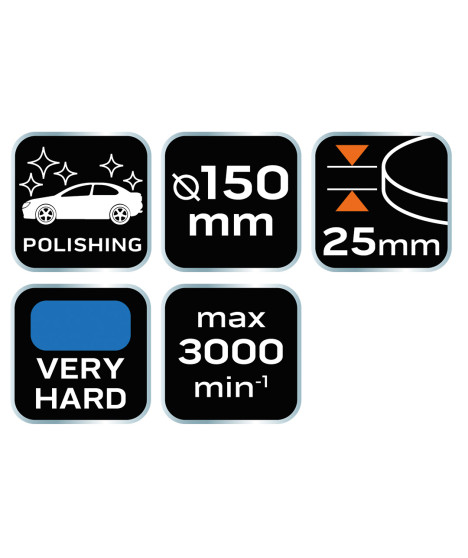 Pad polerski 130 x 150 mm x 25 mm, gąbka bardzo twarda