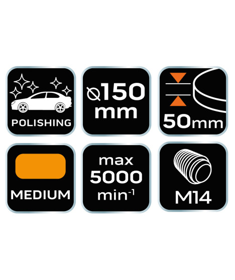 Pad polerski 150 x 50 mm, gąbka średnia, M14