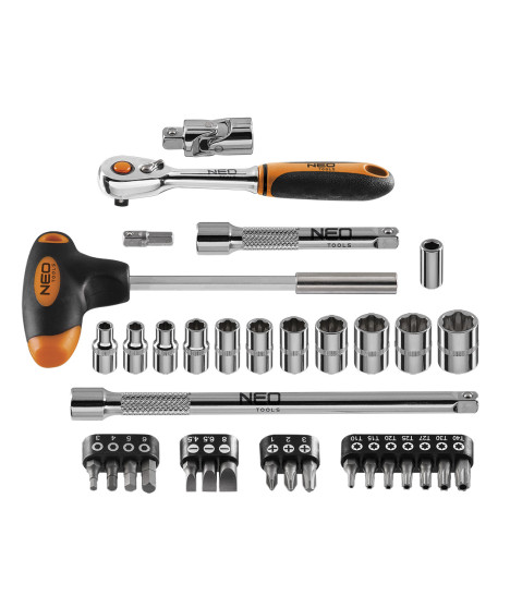 Klucze nasadowe 1/4", zestaw 34 szt.