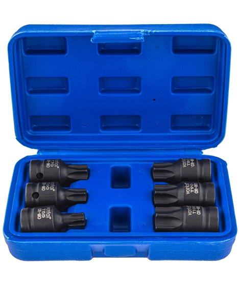 Zestaw bitów klucze nasadowe udarowe torx T55-T100 1/2"