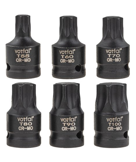 Zestaw bitów klucze nasadowe udarowe torx T55-T100 1/2"