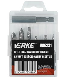 Wiertła z gwintownikami chwyt sześciokątny 6 sztuk verke
