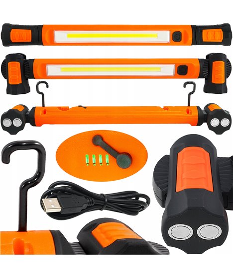Lampa latarka warsztatowa pod maskę lampka 10W LED COB magnes akumulatorowa USB