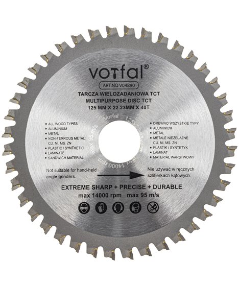 Tarcza tnąca piła wielozadaniowa TCT kompozyt 125x22x40t do drewna metalu