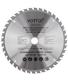 Tarcza tnąca piła wielozadaniowa TCT kompozyt 250x25,4x40t do drewna metalu