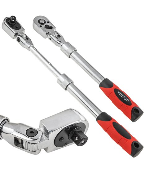 Grzechotka teleskopowa łamana 3/8" 215-315 mm 72 zęby regulowana długość