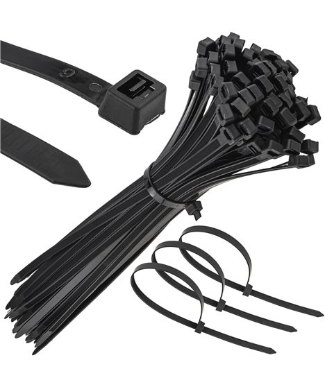 Mocne opaski zaciskowe kablowe trytki czarne taśma 8.8x450 mm 100 szt trytki