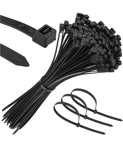 Mocne opaski zaciskowe kablowe trytki czarne taśma 7.6x350 mm 100 szt trytki