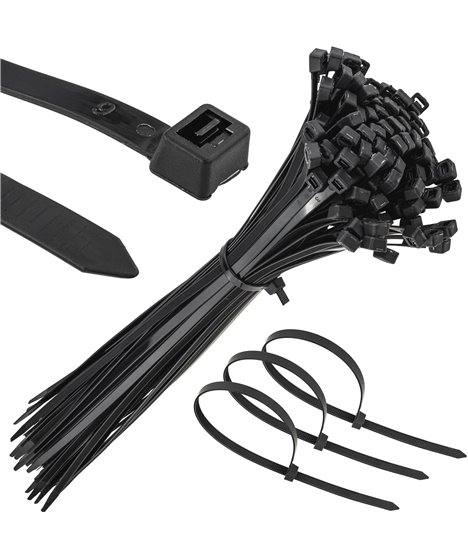 Mocne opaski zaciskowe kablowe trytki czarne taśma 7.6x500 mm 100 szt trytki