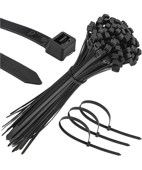 Mocne opaski zaciskowe kablowe trytki czarne taśma 4.8x250 mm 100 szt trytki