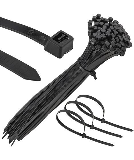 Mocne opaski zaciskowe kablowe trytki czarne taśma 4.8x300 mm 100 szt trytki