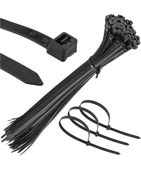 Mocne opaski zaciskowe kablowe trytki czarne taśma 4.8x380 mm 100 szt trytki