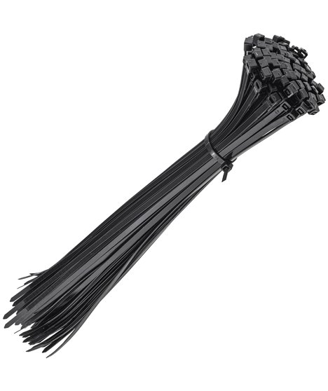 Mocne opaski zaciskowe kablowe trytki czarne taśma 4.8x380 mm 100 szt trytki