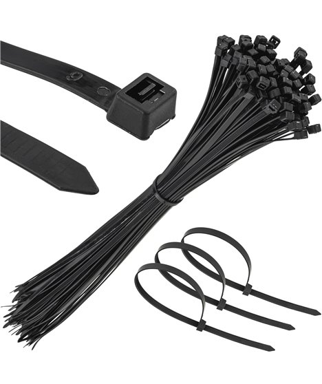 Mocne opaski zaciskowe kablowe trytki czarne taśma 4.8x450 mm 100 szt trytki