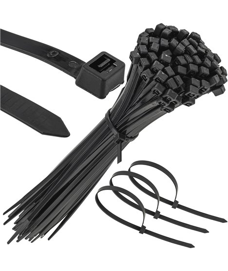 Mocne opaski zaciskowe kablowe trytki czarne taśma 3.6x200 mm 100 szt trytki