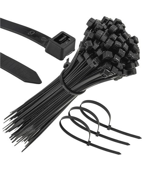 Mocne opaski zaciskowe kablowe trytki czarne taśma 1.8x100 mm 100 szt trytki