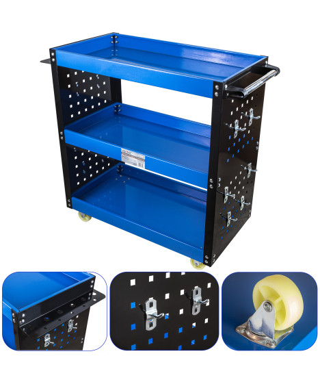 Wózek warsztatowy narzędziowy serwisowy ze ściankami szafka ścianki haki