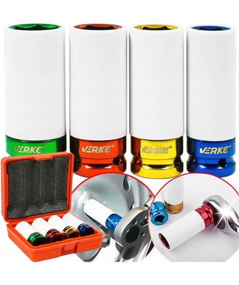 Nasadki udarowe 1/2" felg aluminiowych kół zestaw nasadek udarowych 17-22 mm