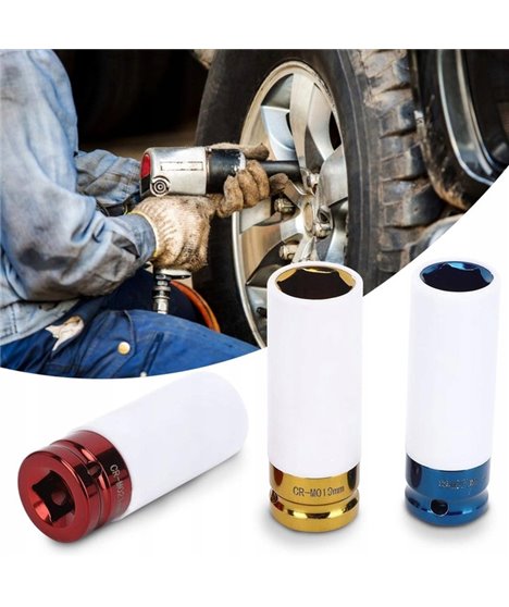 Nasadki udarowe 1/2" felg aluminiowych kół zestaw nasadek udarowych 17-22 mm