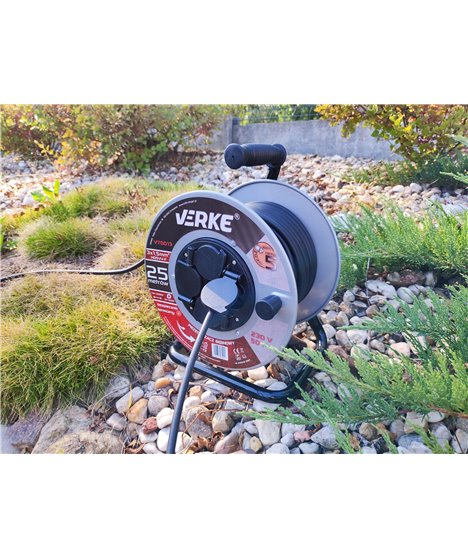 Przedłużacz na bębnie bębnowy mocny budowlany zwijak 3x1,5 mm 25 m 4 gniazda hermetyczne