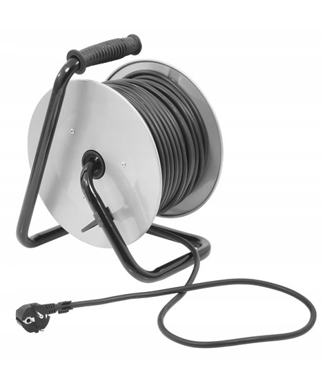 Przedłużacz na bębnie stalowym mocny budowlany zwijak 3x1,5 mm 40 m 4 gniazda