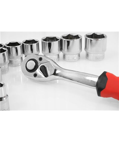 Nasadki klucze nasadowe z grzechotką 1/2" zestaw kluczy nasadowych 19 szt. 72t