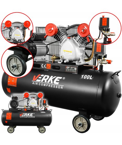 Kompresor olejowy sprężarka powietrza 100l V2 2-tłokowy 3 KM 250l/min 230V