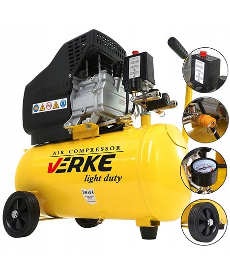 Kompresor olejowy 24l sprężarka powietrza tłokowa 1 tłok 1,5 KM 200l/min 8 bar