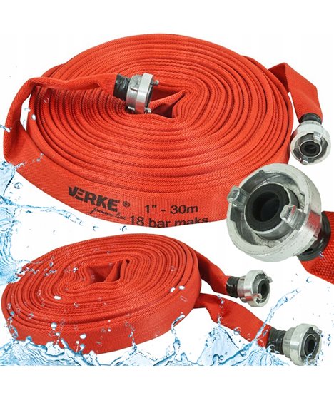 Wąż strażacki parciany do wody brudnej szamba 18 bar 1 cal 30 m pompy ze złączkami