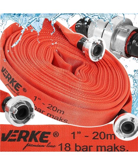 Wąż strażacki parciany do wody brudnej szamba 18 bar 1 cal 20 m pompy ze złączkami