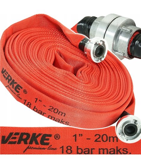 Wąż strażacki parciany do wody brudnej szamba 18 bar 1 cal 20 m pompy ze złączkami