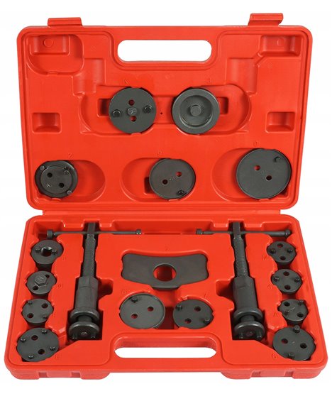 Zestaw do wyciskania naprawy cofania tłoczków hamulcowych praska klucz 18 szt.