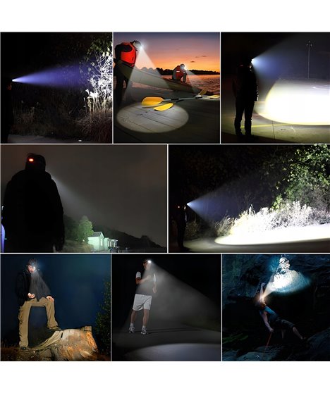 Mocna latarka czołowa lampka czołówka głowę lampa LED COB na baterie lekka