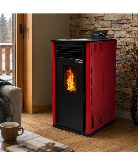 Kominek wolnostojący na pellet 8-15 kW piec na pelet sterowanie WiFi pilot