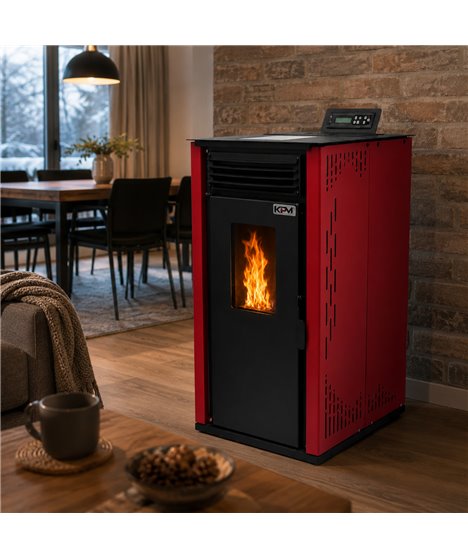 Kominek wolnostojący na pellet 8-15 kW piec na pelet sterowanie WiFi pilot